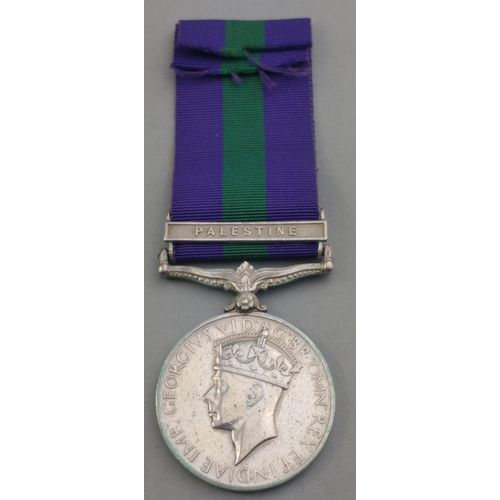 313 - GEORGE VI GSM General Service Medal with Palestine bar awarded to 2754715 Pte. J. Duncan BLACK WATCH... 