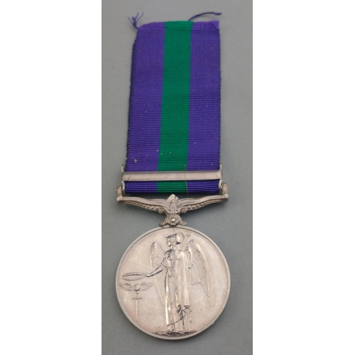 315 - GEORGE VI GSM General Service Medal with Palestine 1945-48  bar awarded to 14168093 Gnr. A. B. Gray ... 