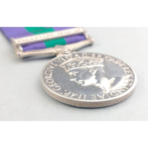 315 - GEORGE VI GSM General Service Medal with Palestine 1945-48  bar awarded to 14168093 Gnr. A. B. Gray ... 