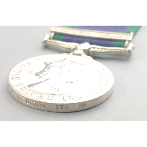 332 - ELIZABETH II GSM General Service Medal with Northern Ireland clasp awarded to 091344 R. Burton, Std ... 