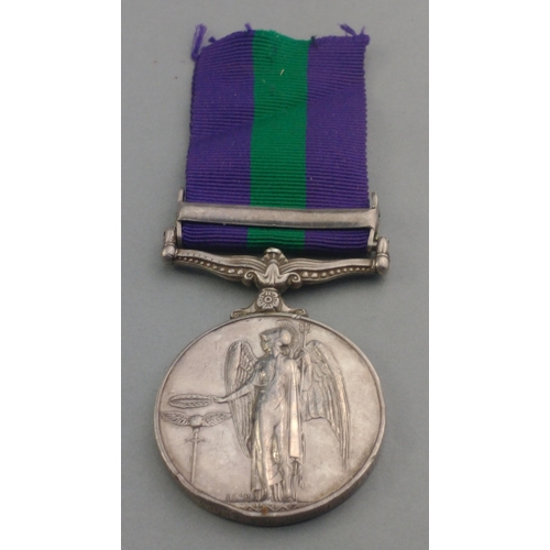 336 - ELIZABETH II GSM General Service Medal with Arabian Peninsula clasp awarded to 23545201 Fus. N. N. S... 