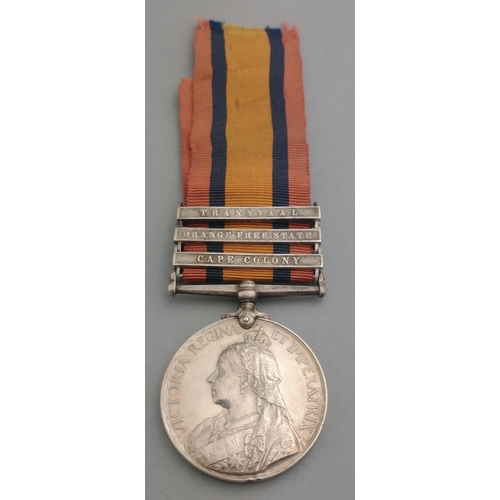 4 - VICTORIA BOER WAR Queen's South Africa Medal with Cape Colony, Orange Free State and Transvaal clasp... 