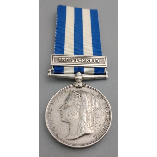 47 - VICTORIA Egypt 1882 Medal with Tel-El-Kebir clasp awarded to 2302 Gunr. J. Lindsay indistinct regime... 