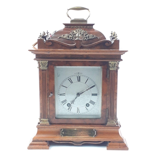 50 - A LENZKIRCH pendulum mantel clock standing approx 40cm high with plaque for the Sutherland Rifle Ass... 