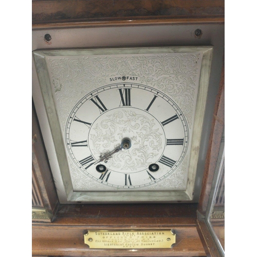 50 - A LENZKIRCH pendulum mantel clock standing approx 40cm high with plaque for the Sutherland Rifle Ass... 