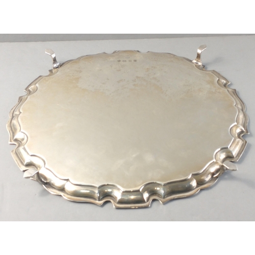 57 - A stunning fully hallmarked sterling silver scallop edged footed tray inscribed with signatures from... 