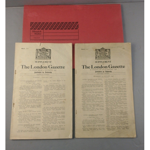 66 - Supplements to the LONDON GAZETTE dated Friday 28th December 1945 and Tuesday 22nd January 1946#71... 