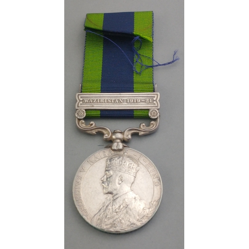 87 - GEORGE V India General Service medal with Waziristan 1919-21 clasp awarded to 1924 Sepoy Mallu Ram 2... 