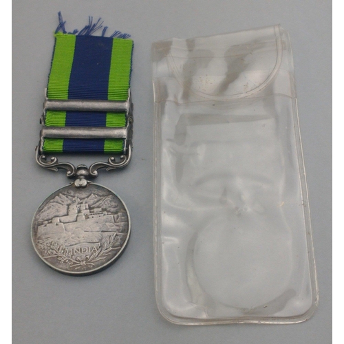 90 - GEORGE V India General Service medal with clasps for Burma 1930-32 and North West Frontier 1935, awa... 