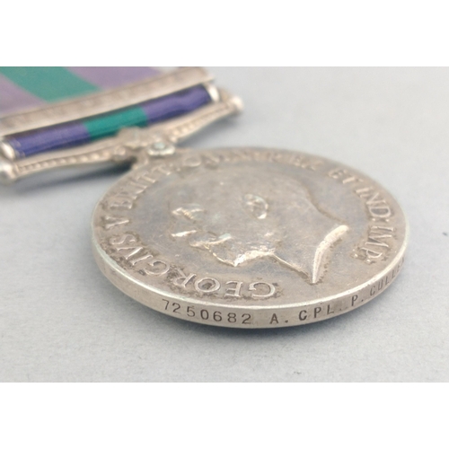 97 - GEORGE V GSM General Service Medal with N.W. Persia clasp awarded to 7250682 A. Cpl. P. Cullen R.A.M... 