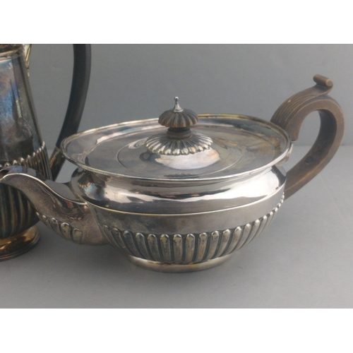 32 - Four piece Victorian tea set, squat tea pot London 1876, the other three pieces London 1878. Base ma... 