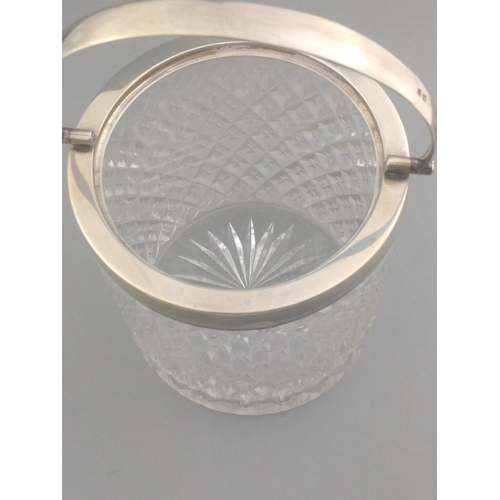 36 - A very pretty Edward of Glasgow crystal biscuit barrel with silver hallmarked collar, lid and handle... 