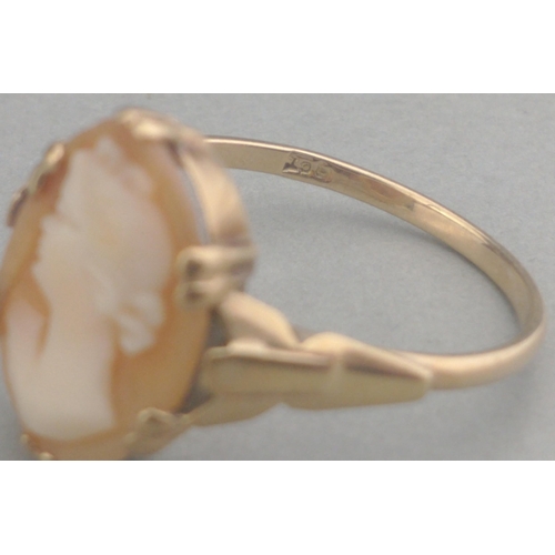 4 - A 9ct stamped gold cameo ring. Size R. Gross weight 1.95g approx#4