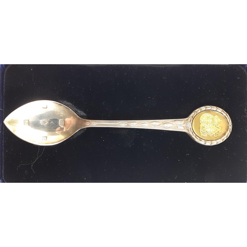 48 - Silver hallmarked spoon with full marks to bowl and in case. 34g approx#47