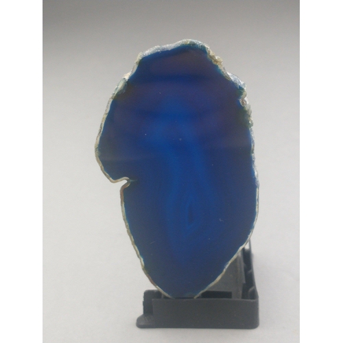 91 - Seven slices of beautiful blue polished agate. Ideal for jewellery or just lovely pieces. The larges... 