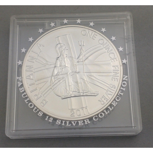 125 - A 2011 Britannia one ounce fine silver 2 pound coin in presentation case#125