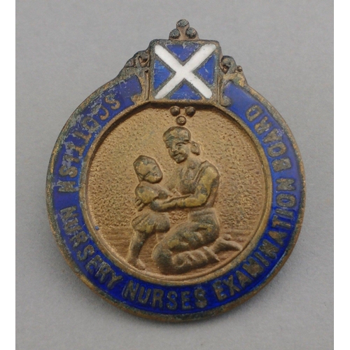 132 - NURSES Pin Badge Scottish Nurses Examination Board enamel. Named to J.E. McLory 5696#132