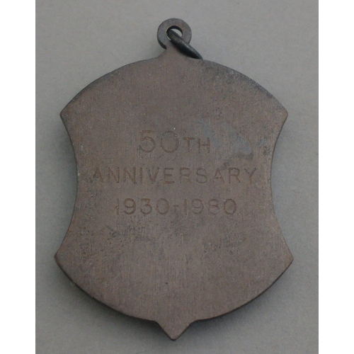 133 - GALASHIELS interest. 50th Anniversary 1930-1980 Braw Lads pendant medallion.#133