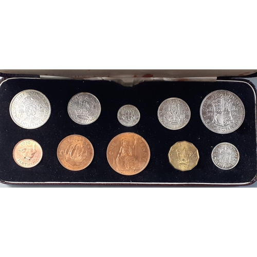 137 - Three cased GEORGE VI SPECIMEN SETS, one x 1937 with 11 coins, 1 x 1939 with 10 coins and 1x 1946 wi... 