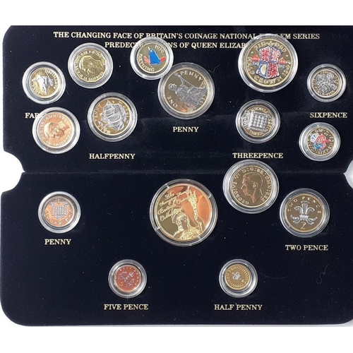 140 - THE CHANGING FACE OF BRITAIN'S COINAGE in multi-level case, with certificates#140