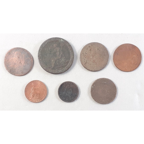 143 - A small collection of copper coins of interest to include George III copper cartwheel, George III 18... 