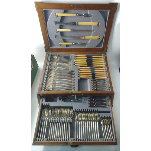 170 - A case of EP cutlery. 12 place setting appears complete with carving set in lid.  Canteen box size 5... 