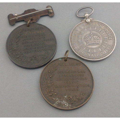 233 - EDWARD VII London County Schools medals and a 1911 County & Borough Coronation Police Medal.#232... 