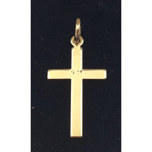 24 - A 9ct marked gold crucifix, 23mm approx, weight 0.35g approx#24