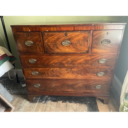 245 - A late VICTORIAN 3 over 3 mahogany chest of drawers with original brass handles - there are a few sm... 