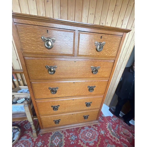 248 - A two over four EDWARDIAN chest of drawers with original handles - 4ft width x 18