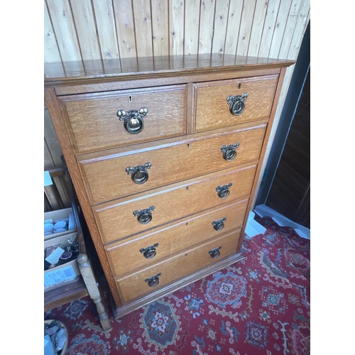 248 - A two over four EDWARDIAN chest of drawers with original handles - 4ft width x 18