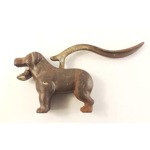 295 - Super brass nut cracker in the form of a dog.  Would benefit from a clean but a great piece.  24cm l... 