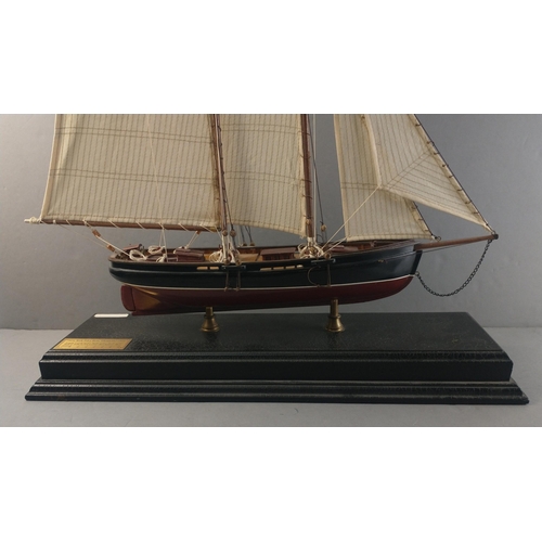 317 - A desktop model of a sailing ship on plinth.  NEW YORK PILOT BOAT PHANTOM 1868.  53cm plinth and mod... 