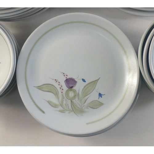 401 - BUCHAN WARE Thistle pattern dishes to include twenty one x 26cm plates, eight x 20cm plates and ten ... 