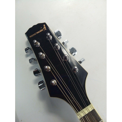 434 - Nice quality modern ROCKETMUSIC Mandolin in case.  Comes in protective soft case with beginner's gui... 