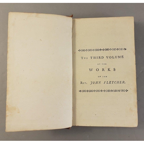 477 - WORKS of Rev. JOHN FLETCHER Vol. 3 printed 1795 by G. Paramore of London.  Hardback with faded gilt ... 