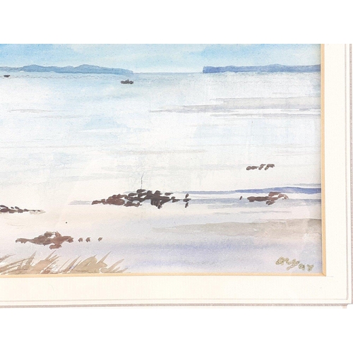 515 - AYRSHIRE COAST INTEREST AYR - Very appealing framed watercolour showing HEADS OF AYR.  London framer... 