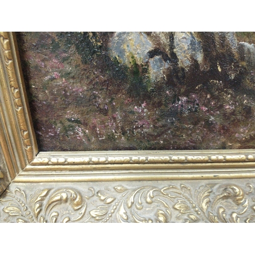 521 - An unsigned oil on canvas of a country scene attributed to CLARENCE HENRY ROE (1859-1909) frame size... 