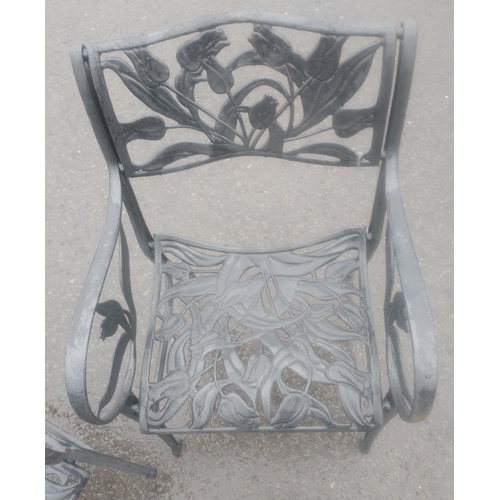 574 - Two metal Art Deco metal garden chairs, width 54cm approx#574