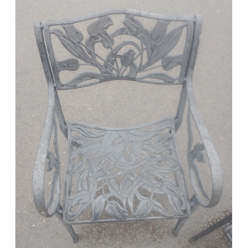 574 - Two metal Art Deco metal garden chairs, width 54cm approx#574