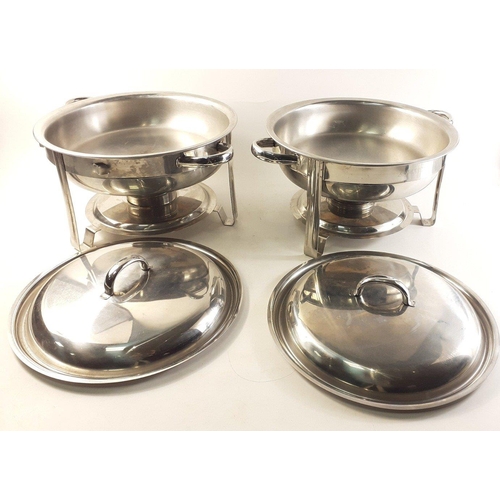 620 - Two complete round chafing dishes 34cm diameter#620