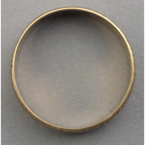 71 - Gold ring. Solid band. 375 Hallmarks. Size N, weight  2.0g approx.#71