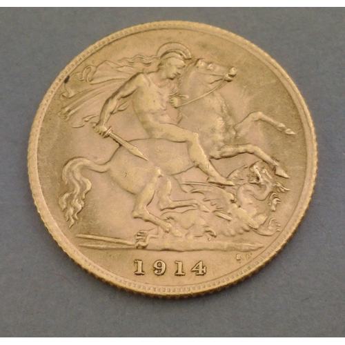 77 - George V 1914 Half Sovereign in lovely condition.#77