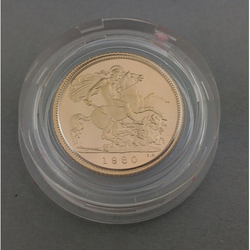 79 - An Elizabeth II 1980 proof half sovereign in original presentation box.#79