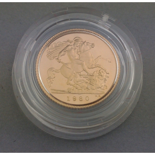 80 - An Elizabeth II 1980 proof half sovereign in original presentation case#80