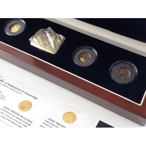 85 - LONDON MINT limited edition boxed gold 2009 Year of the Gold Crown set comprising 4x .999, 1/25 ounc... 