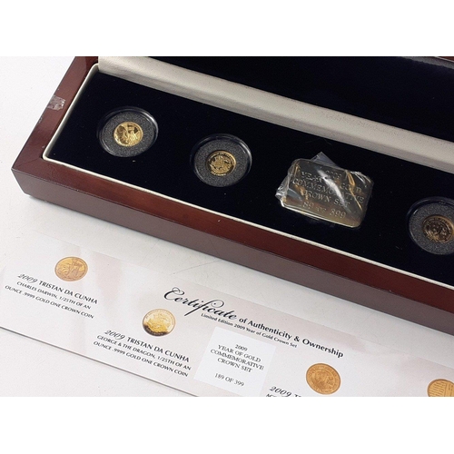 85 - LONDON MINT limited edition boxed gold 2009 Year of the Gold Crown set comprising 4x .999, 1/25 ounc... 