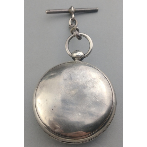 88 - UMMM Silver ?? A Gents fob watch by JOHN KELLIE of LIVERPOOL. Large 45mm faceglass cracked, winder m... 