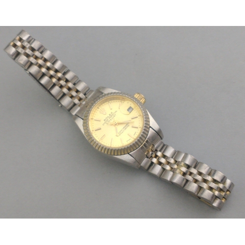 92 - ROLEX Oyster Perpetual Datejust. Ladies watch 19mm face. Working on valuation. Slight wear to bracel... 