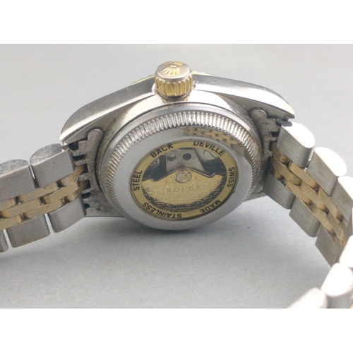 92 - ROLEX Oyster Perpetual Datejust. Ladies watch 19mm face. Working on valuation. Slight wear to bracel... 